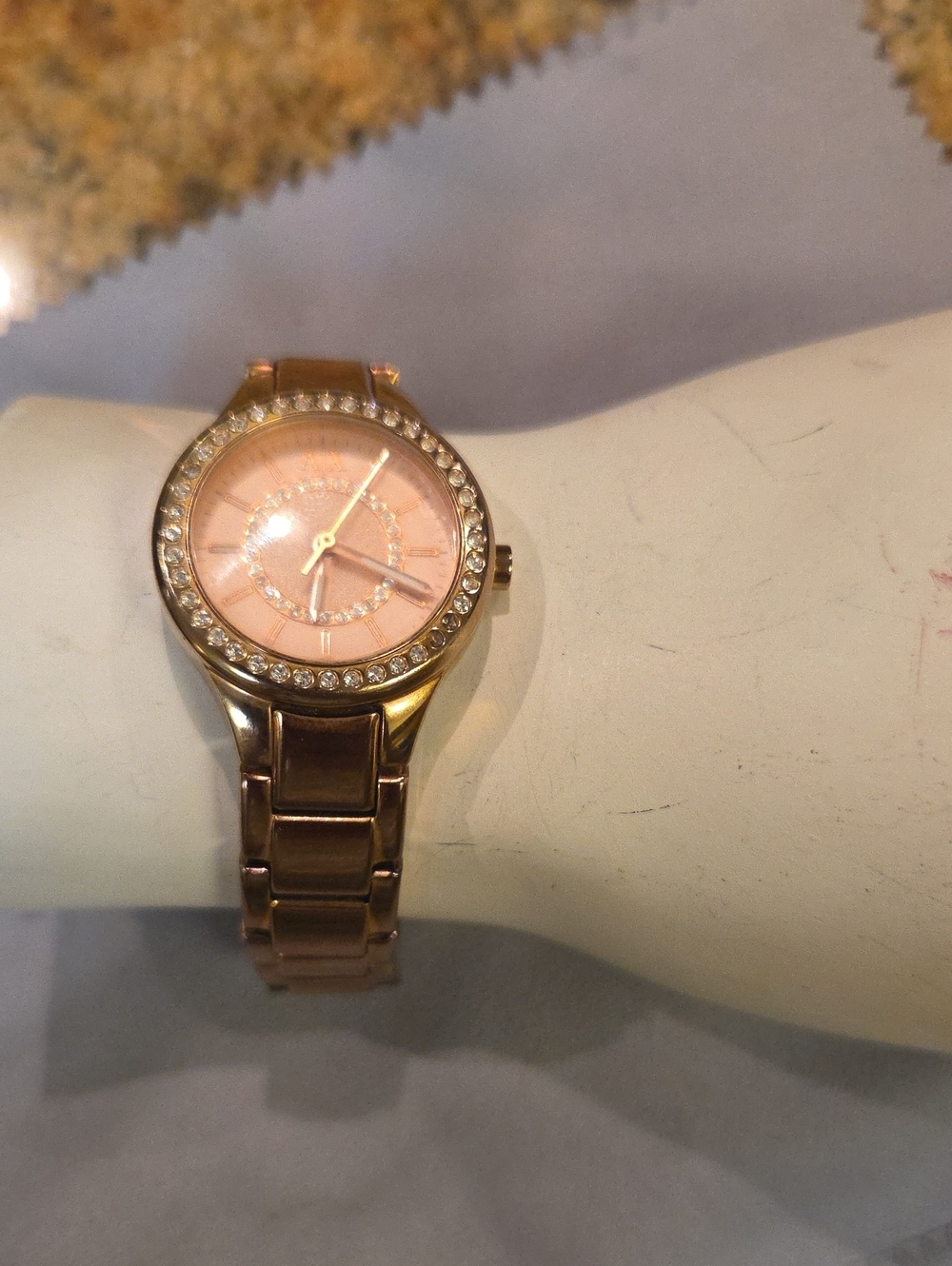 Rose Gold Crystal Accent Women's Bracelet Watch 8 In